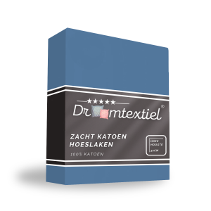 Droomtextiel Hoeslaken Katoen Blauw 160×200 cm