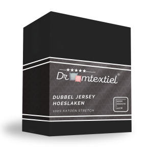 Droomtextiel Dubbel Jersey Hoeslaken Zwart 90×200 cm