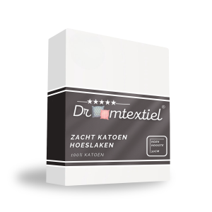Droomtextiel Hoeslaken Katoen Wit 140×200 cm