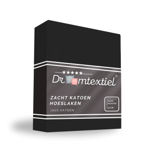 Droomtextiel Hoeslaken Katoen Zwart 160×200 cm