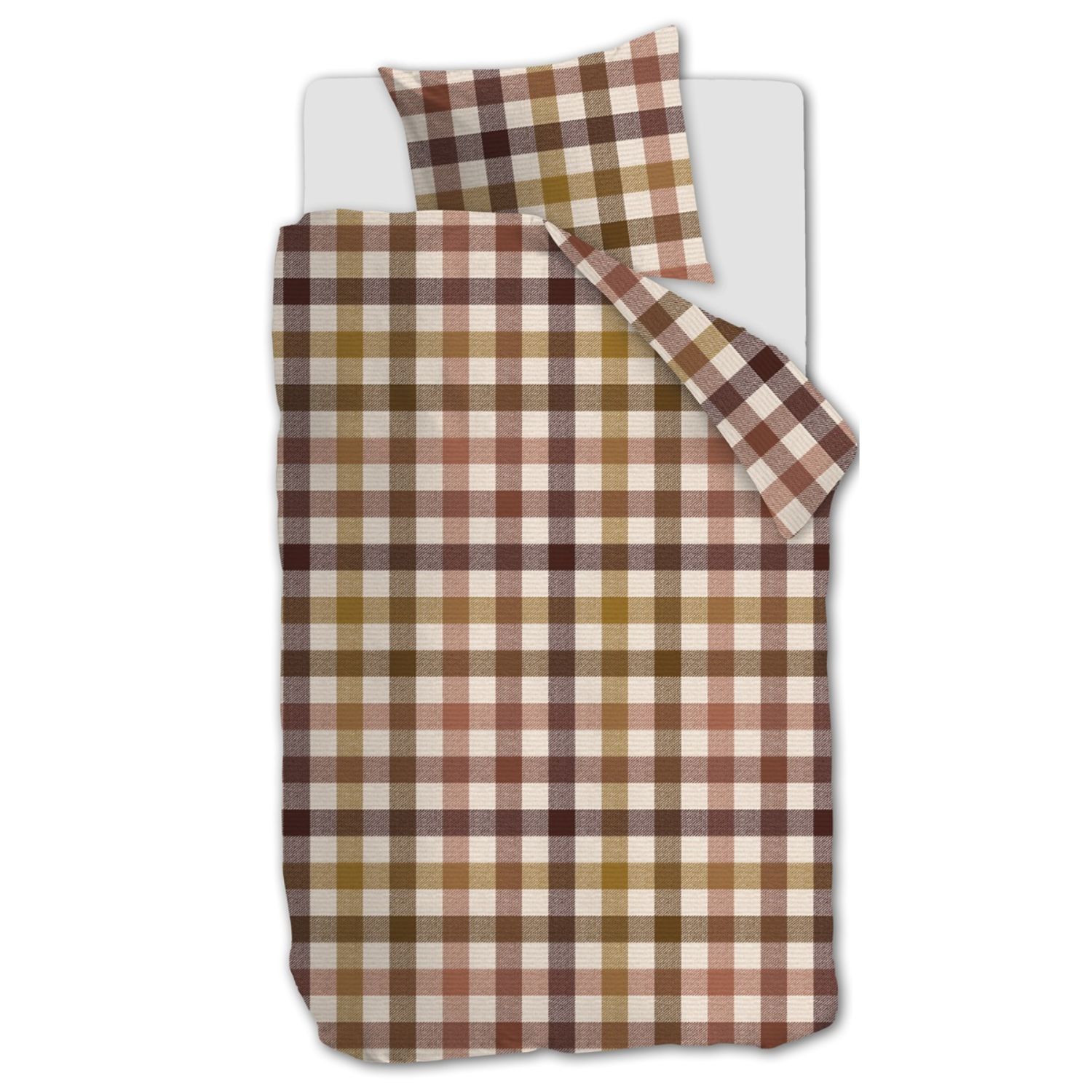 Beddinghouse Sem Flanel Dekbedovertrek Bruin – 140×200/220 cm - Afbeelding 2