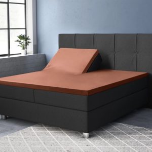 Primaviera Split-Topper Hoeslaken Katoen-Satijn -180×200 cm – Bruin