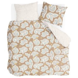 Walra Dekbedovertrek Lovely Leaves – 200×200220 cm – 100% Katoen (BCI) – Beige