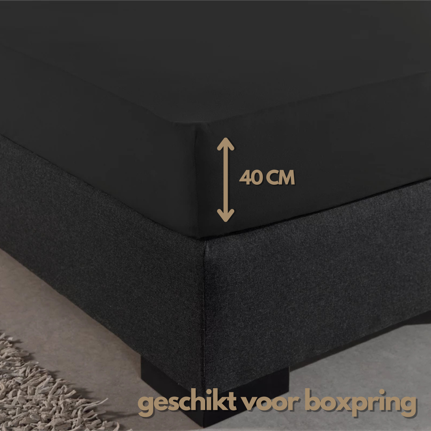 Droomtextiel Dubbel Jersey Hoeslaken Zwart 90×200 cm - Afbeelding 5