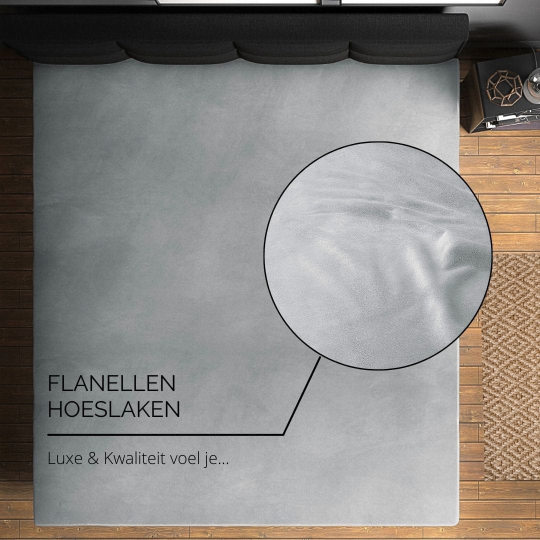 Droomtextiel Hoeslaken Flanel Grijs – 90×220 cm - Afbeelding 6