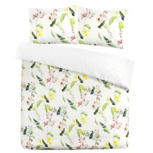 Papillon Dekbedovertrek Burung Katoen Satijn Wit Tweepersoons 200X200/220cm -Hoogwaardige Kwaliteit – Super Zacht