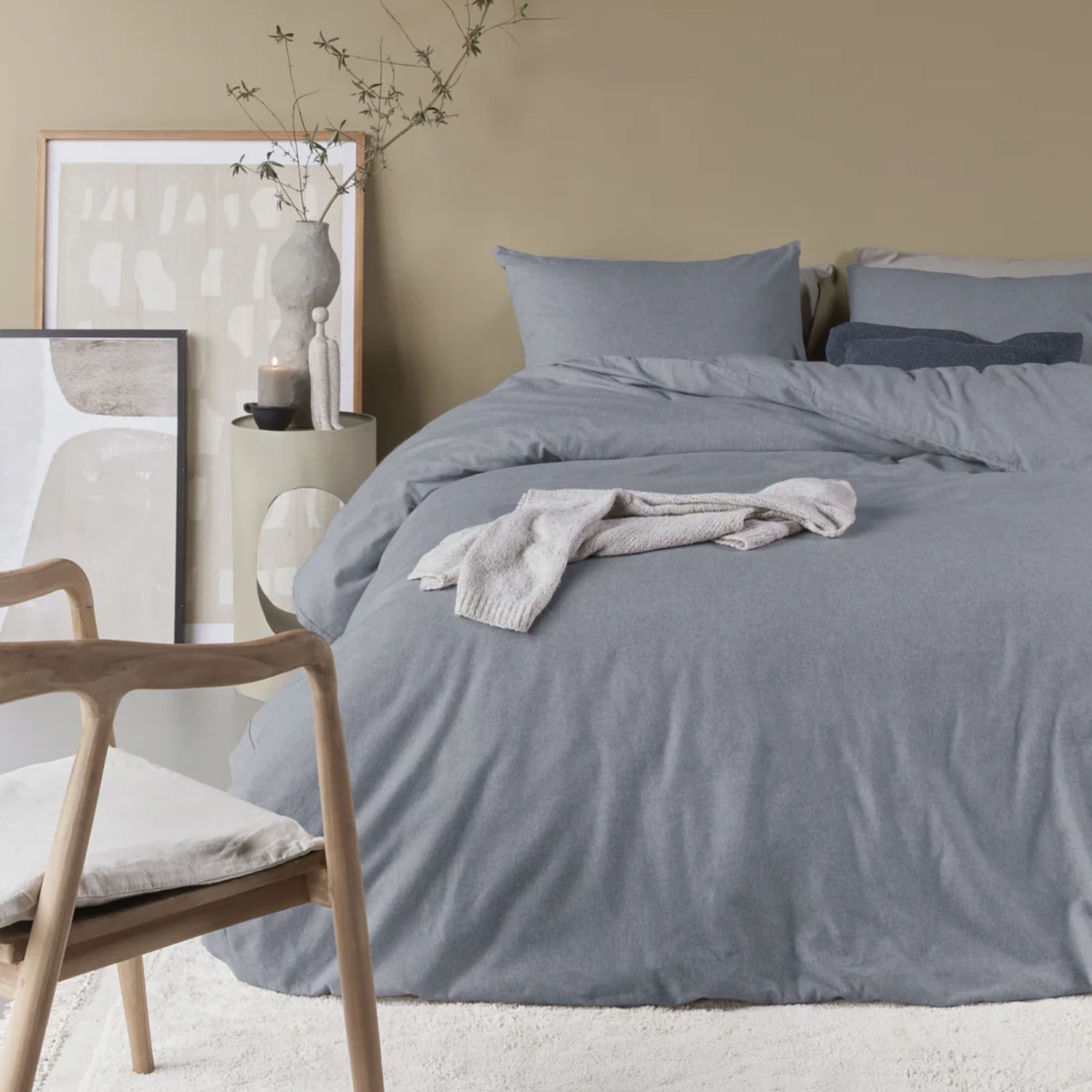 Beddinghouse Frost Flanel Dekbedovertrek Blauwgrijs- 140 x 200/220 cm - Afbeelding 4