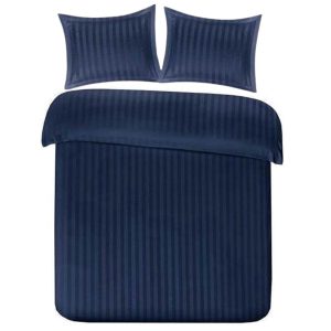 Papillon Satijn Streep Dekbedovertrek Navy – 240×200/220 cm