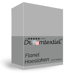 Droomtextiel Hoeslaken Flanel Grijs – 90×220 cm