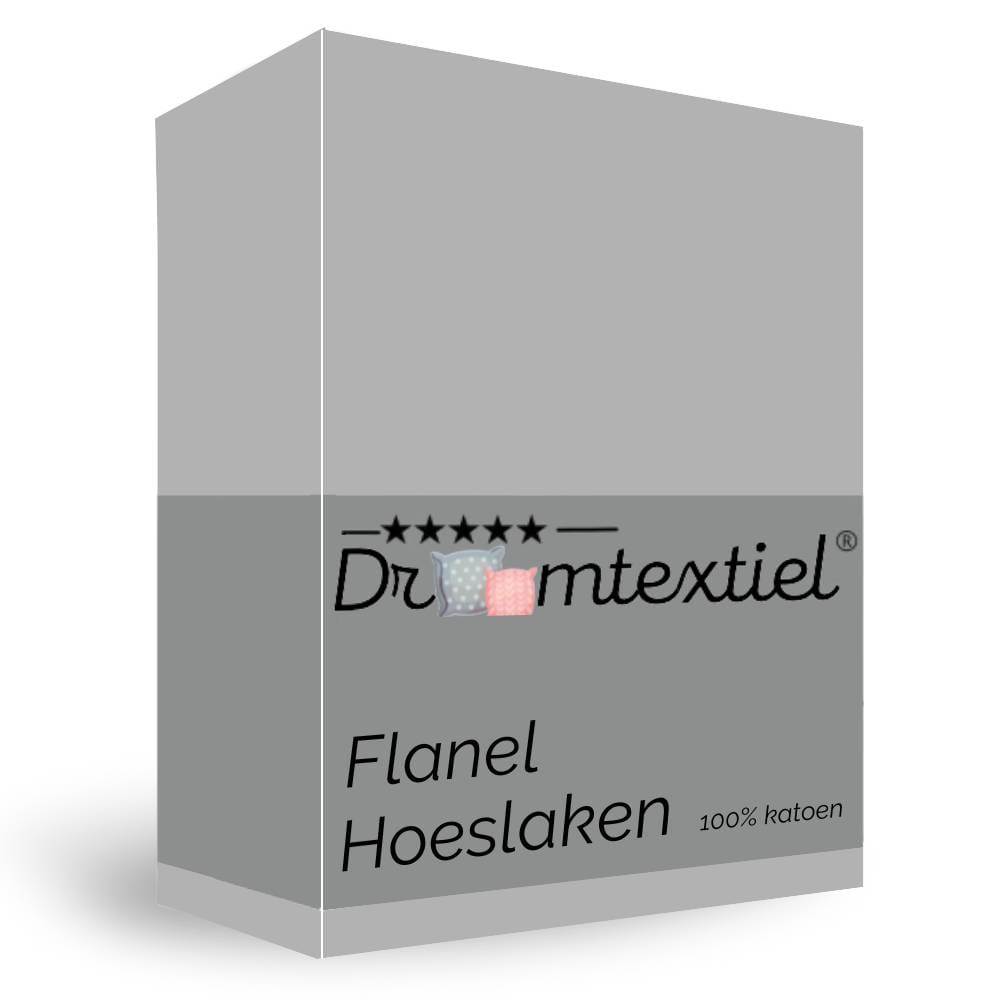 Droomtextiel Hoeslaken Flanel Grijs – 90×220 cm - Afbeelding 2