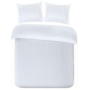 Papillon Satijn Streep Dekbedovertrek Wit – 140×200/220 cm