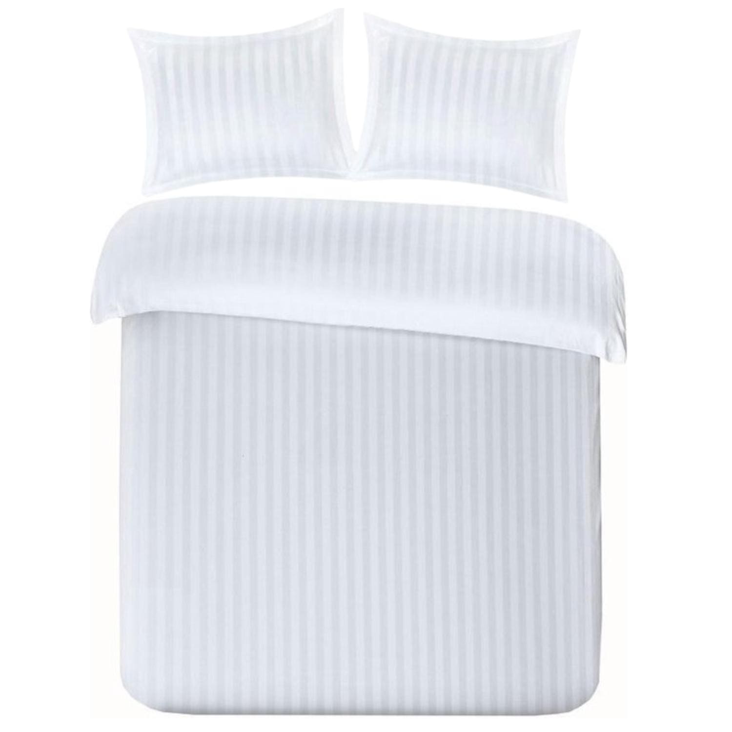 Papillon Satijn Streep Dekbedovertrek Wit – 140×200/220 cm - Afbeelding 2