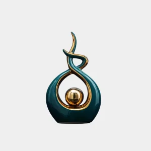 Abstracte Keramische Sculptuur met Gouden Accenten – Luxe Moderne Decoratie voor Tijdloze Elegantie