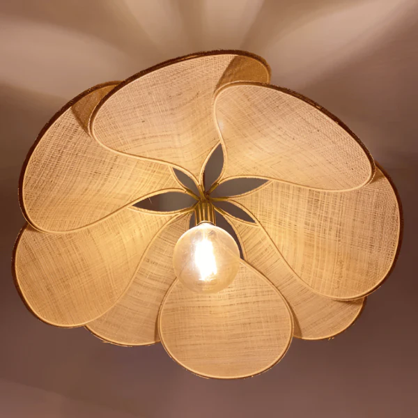 Bloemvormige Stoffen Plafondlamp Vintage Stijl Zacht Gloeiend Licht voor Thuis - Afbeelding 5