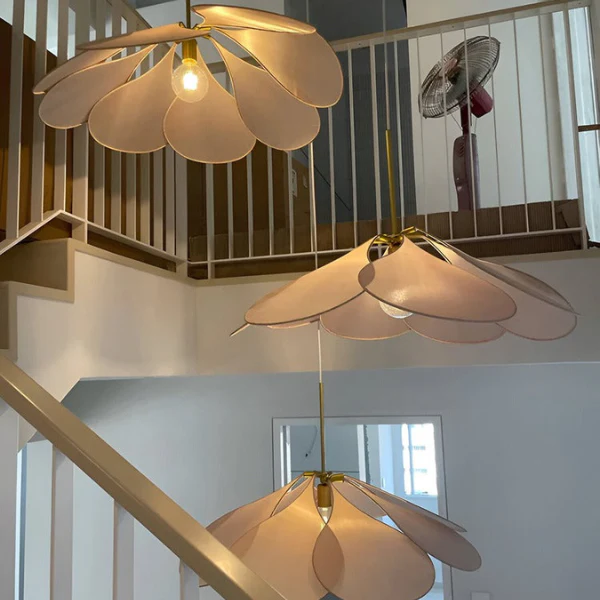 Bloemvormige Stoffen Plafondlamp Vintage Stijl Zacht Gloeiend Licht voor Thuis - Afbeelding 6