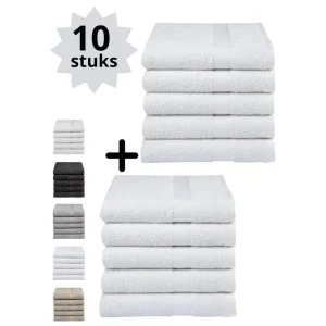 Droomtextiel Badhanddoeken Katoen – 10 Stuks – 50×100 cm – Wit