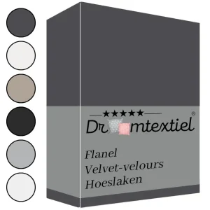 Droomtextiel Velvet Hoeslaken Antraciet – 140×200 cm