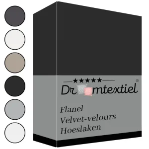 Droomtextiel Velvet Hoeslaken Zwart – 90×200 cm