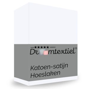 Droomtextiel Hoeslaken Satijn Katoen Wit – 160×200 cm