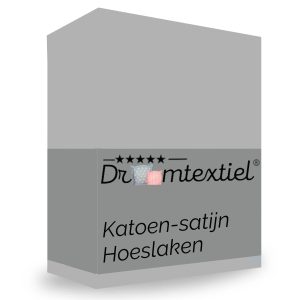 Droomtextiel Hoeslaken Satijn Katoen Grijs – 180×210 cm