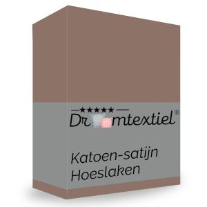 Droomtextiel Hoeslaken Satijn Katoen Taupe – 180×220 cm