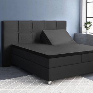 Primaviera Split-Topper Hoeslaken Katoen-Satijn -160×200 cm – Zwart