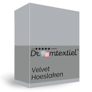 Droomtextiel Velvet Hoeslaken Grijs – 160×200 cm –