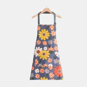 Gecoate Katoenen Schort Bloemenprint Verstelbaar Waterafstotend Praktisch
