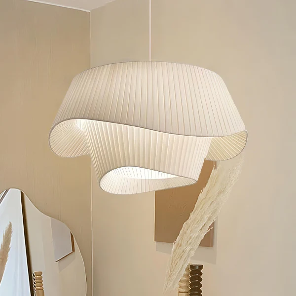 Golf Stoffen Dubbele Lampenkap Plafondlamp Elegante Zachte Verlichting voor Elke Kamer - Afbeelding 5