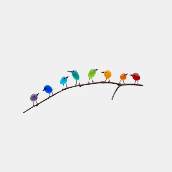 Handgemaakte Regenboogvogels van Zeeglas Wanddecoratie Kustdecoratie met Drijfhout voor Thuis - Afbeelding 4