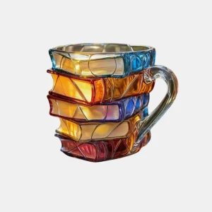 Handgeschilderde 3D Boekenmok Stapelbare Vintage Style Mok voor Boekenliefhebbers
