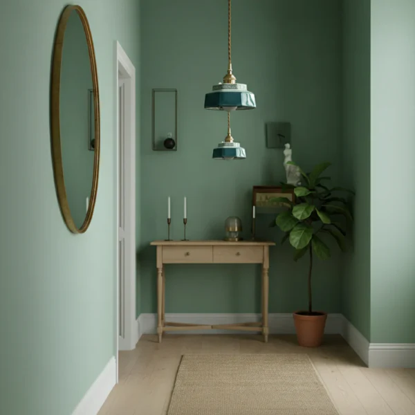 Handgeschilderde keramische hanglamp met gepolijst koper voor warme retro sfeer - Afbeelding 6