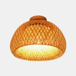 Handgevlochten Rattan Bamboe Plafondlamp Organische Stijl voor Gezellige Warme Sfeer