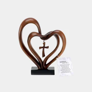 Hartbeeld met Kruis – Verstrengeld Tafeldecor voor Symbolische Verbondenheid