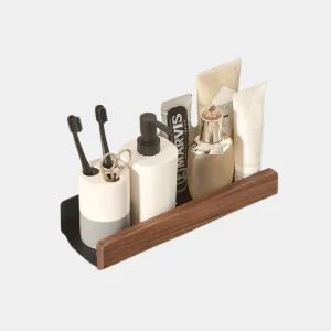 Houten Badkamerrek zonder Boren – Rustieke Wandplank met Zelfklevende Montage