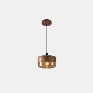 Houten Hanglamp met Glasgeschilderd Modern Elegante Verlichting