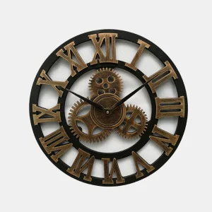 Industriële Tandwiel Wandklok Vintage Metaal en Hout Ontwerp voor Stijlvolle Woon en Werkdecoratie