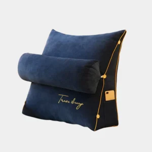 Luxe Driehoek Rugkussen met Verstelbare Hoofdsteun – Ergonomisch Comfort voor Bed en Bank