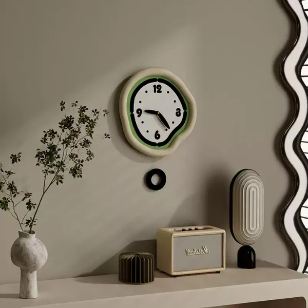 Minimalistische Creme Wandklok met Pendule Optie voor Stille en Stijlvolle Woondecoratie - Afbeelding 3