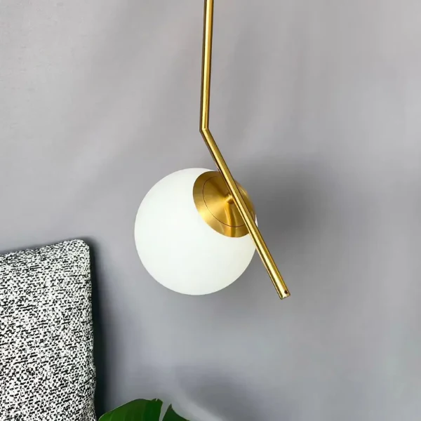 Minimalistische Hanglamp Licht Frosted Glazen Bol Verstelbare Gouden Afwerking Elegante Sfeer - Afbeelding 3