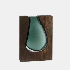 Minimalistische Houten en Glazen Vaas Elegante Natuurlijke Decoratie voor Woonruimtes