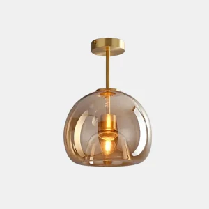 Moderne Koperen Glazen Plafondlamp Minimalistisch Warm Licht