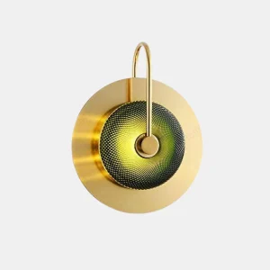 Moderne Minimalistische Goud Groen Trommelvormige LED Wandlamp Warm Wit Binnenverlichting