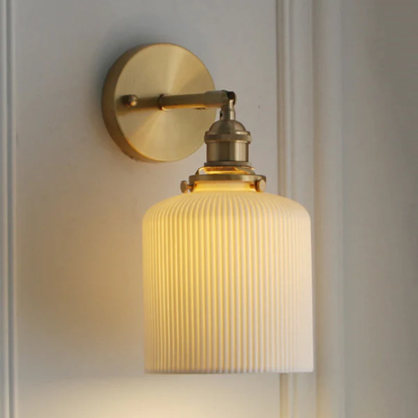 Porseleinen Wandlamp Modern Messing Zacht Gloeiend Licht - Afbeelding 6