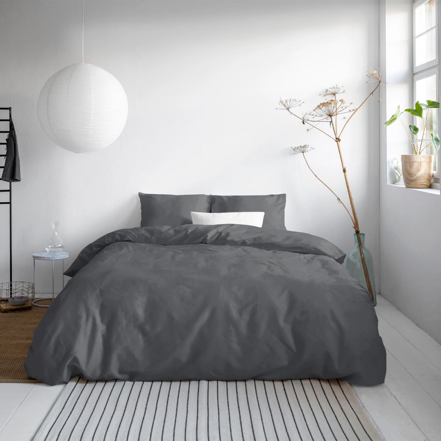 Primaviera Uni Satijn Dekbedovertrek – 240×200/220cm – Antraciet - Afbeelding 3