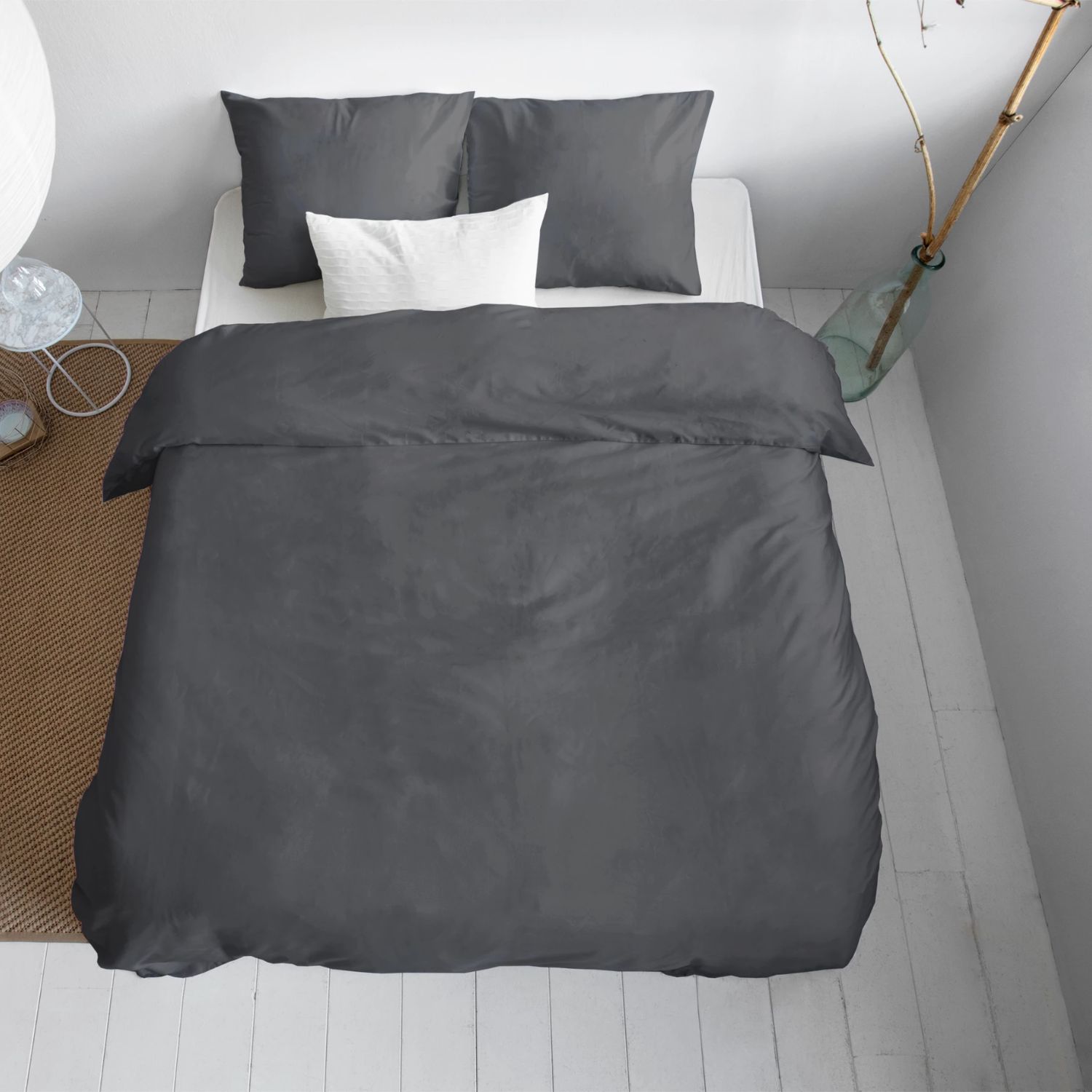 Primaviera Uni Satijn Dekbedovertrek – 240×200/220cm – Antraciet - Afbeelding 4