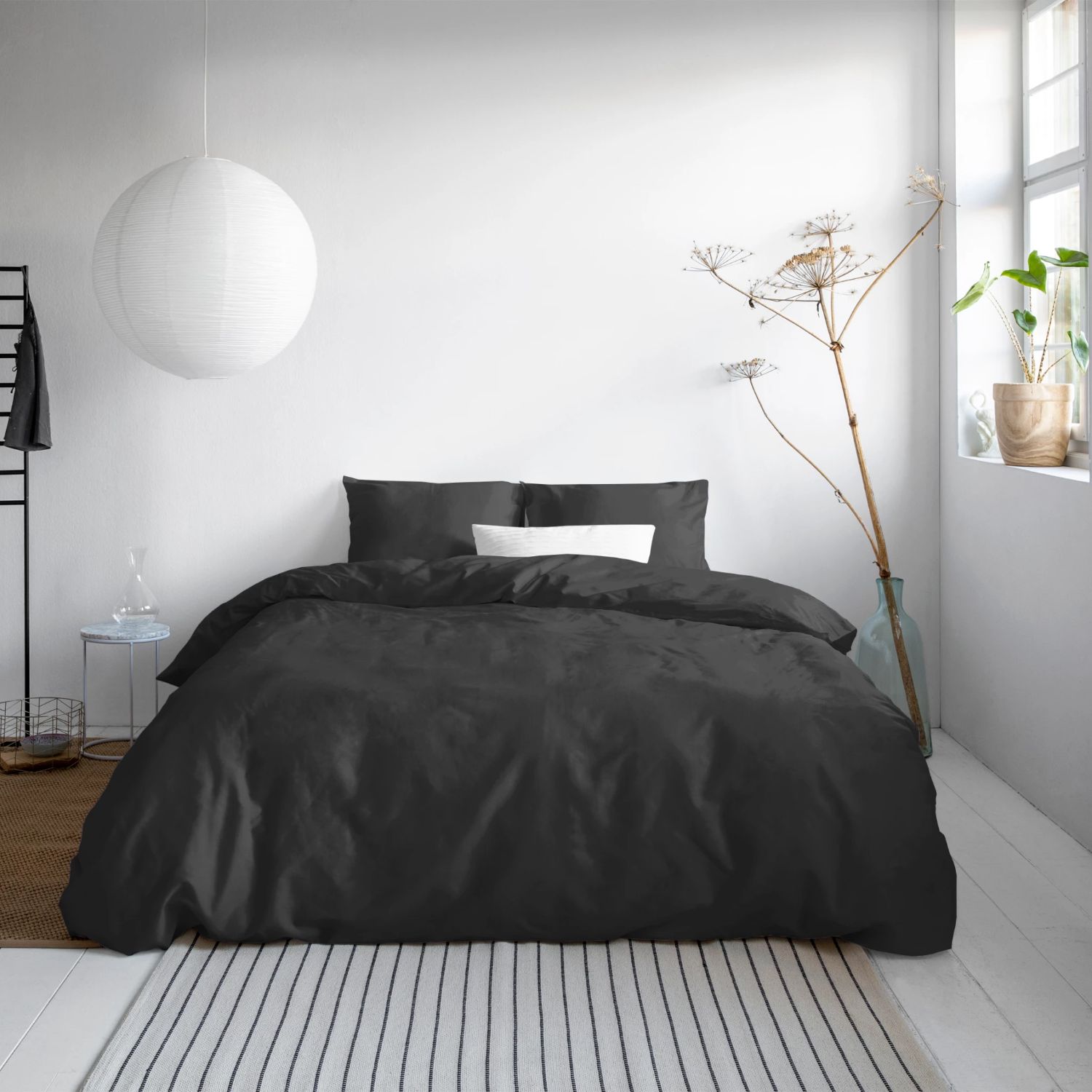 Primaviera Uni Satijn Dekbedovertrek – 140×200/220cm – Zwart - Afbeelding 3