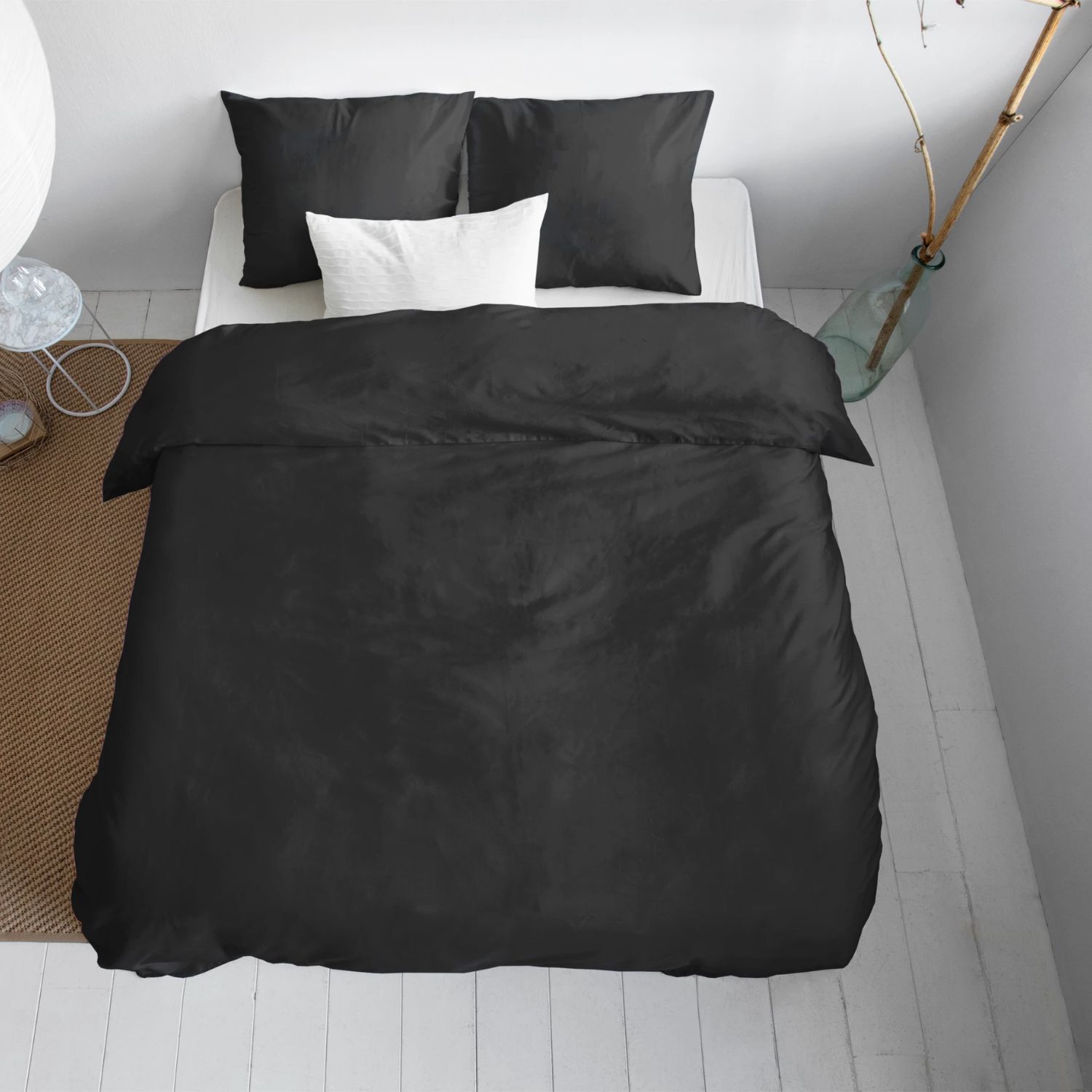 Primaviera Uni Satijn Dekbedovertrek – 140×200/220cm – Zwart - Afbeelding 4