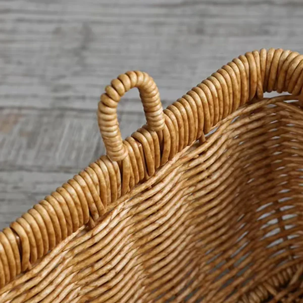 Rattan Opbergmand Organizer Handgevlochten Look Ruimtebesparende Woonoplossing - Afbeelding 5