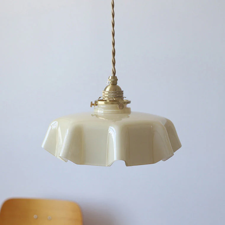 Retro Glazen Bloem Hanglamp – Gekleurde Opaalglas Plafondlamp met Verstelbare Hoogte - Afbeelding 9